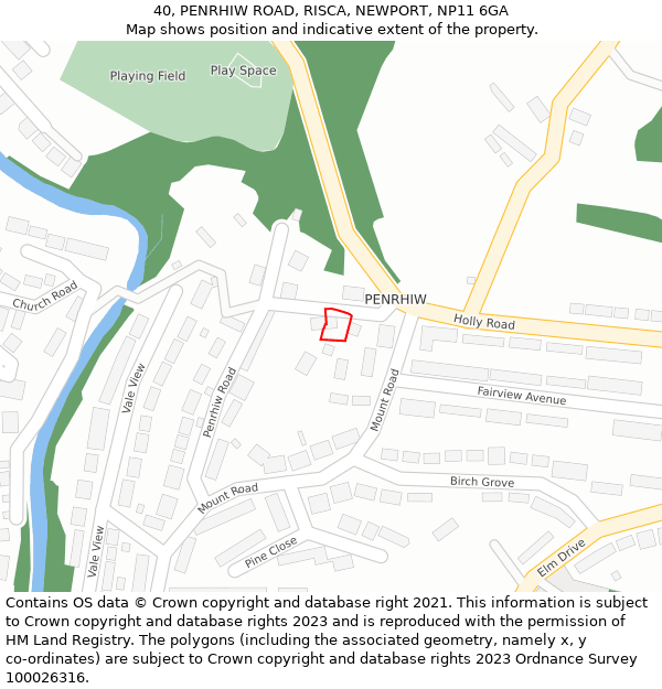 40, PENRHIW ROAD, RISCA, NEWPORT, NP11 6GA: Location map and indicative extent of plot