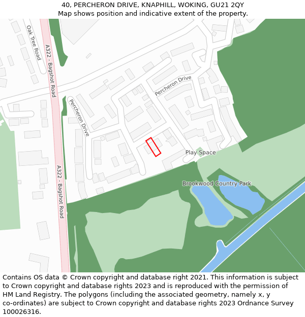 40, PERCHERON DRIVE, KNAPHILL, WOKING, GU21 2QY: Location map and indicative extent of plot