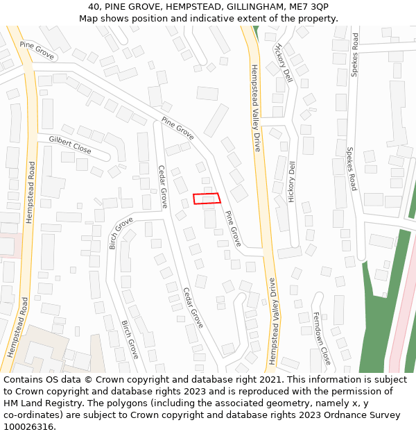 40, PINE GROVE, HEMPSTEAD, GILLINGHAM, ME7 3QP: Location map and indicative extent of plot