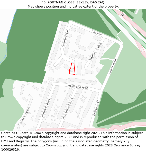 40, PORTMAN CLOSE, BEXLEY, DA5 2AQ: Location map and indicative extent of plot
