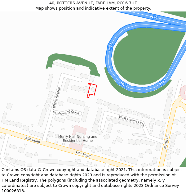40, POTTERS AVENUE, FAREHAM, PO16 7UE: Location map and indicative extent of plot