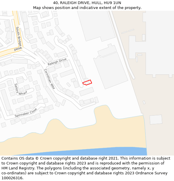 40, RALEIGH DRIVE, HULL, HU9 1UN: Location map and indicative extent of plot