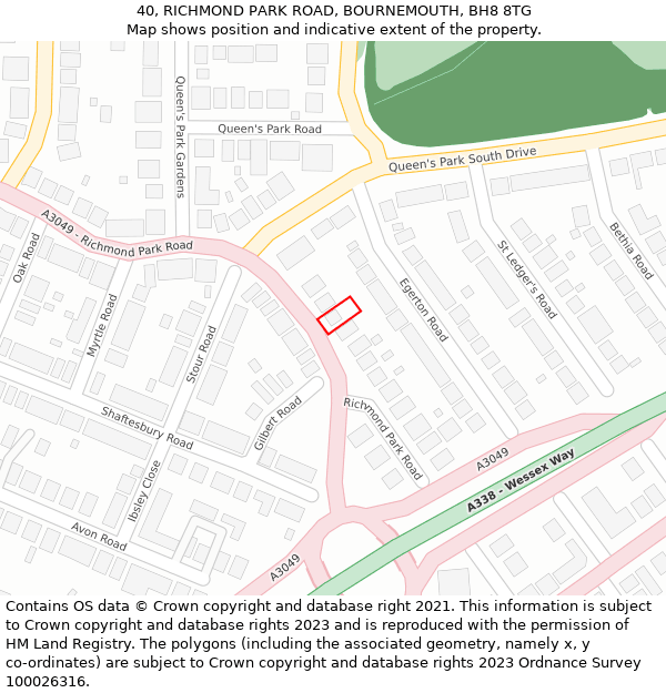 40, RICHMOND PARK ROAD, BOURNEMOUTH, BH8 8TG: Location map and indicative extent of plot