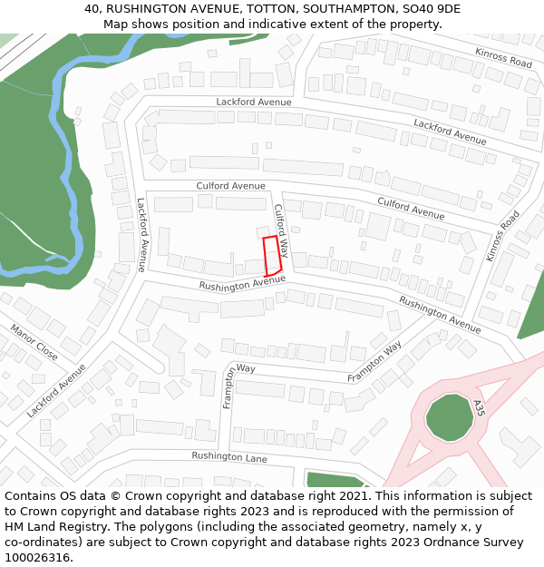 40, RUSHINGTON AVENUE, TOTTON, SOUTHAMPTON, SO40 9DE: Location map and indicative extent of plot