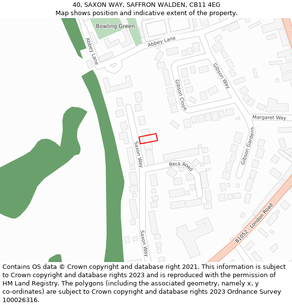 40, SAXON WAY, SAFFRON WALDEN, CB11 4EG: Location map and indicative extent of plot