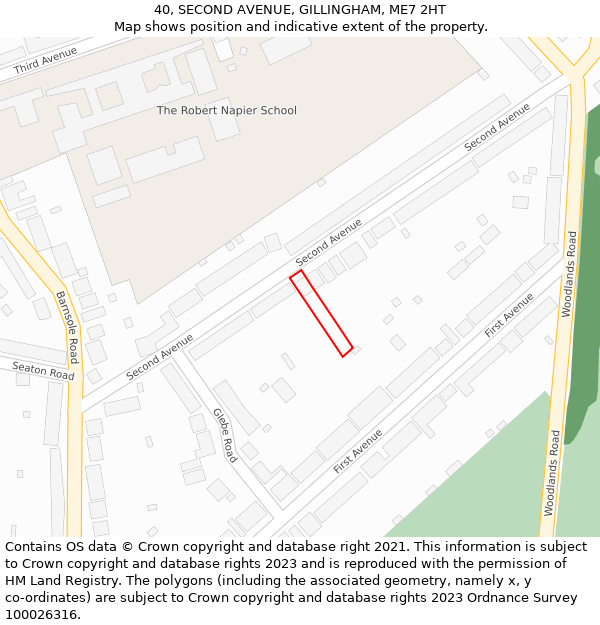 40, SECOND AVENUE, GILLINGHAM, ME7 2HT: Location map and indicative extent of plot