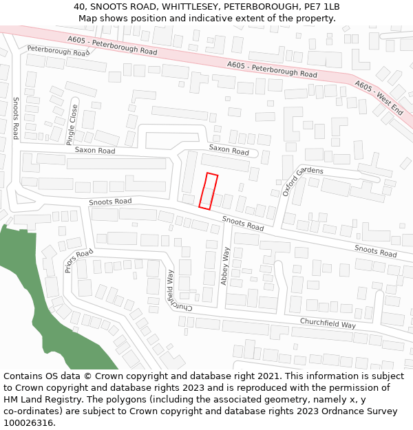 40, SNOOTS ROAD, WHITTLESEY, PETERBOROUGH, PE7 1LB: Location map and indicative extent of plot