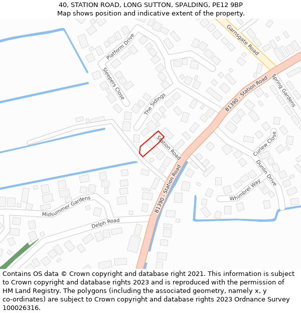 40, STATION ROAD, LONG SUTTON, SPALDING, PE12 9BP: Location map and indicative extent of plot