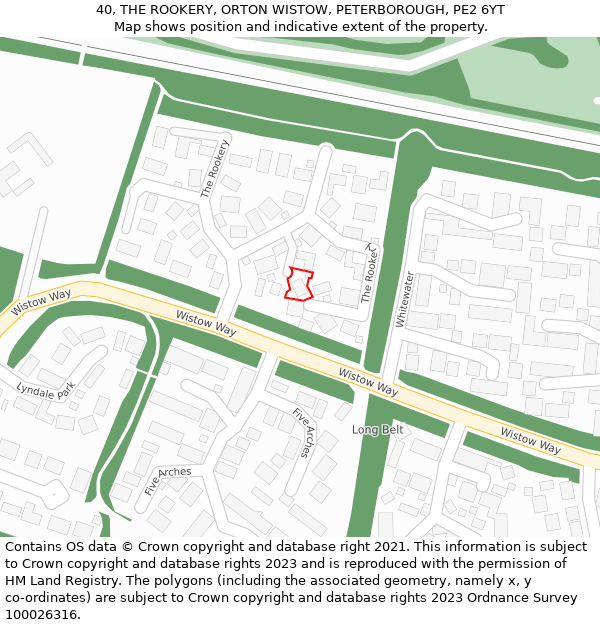 40, THE ROOKERY, ORTON WISTOW, PETERBOROUGH, PE2 6YT: Location map and indicative extent of plot