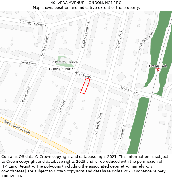40, VERA AVENUE, LONDON, N21 1RG: Location map and indicative extent of plot