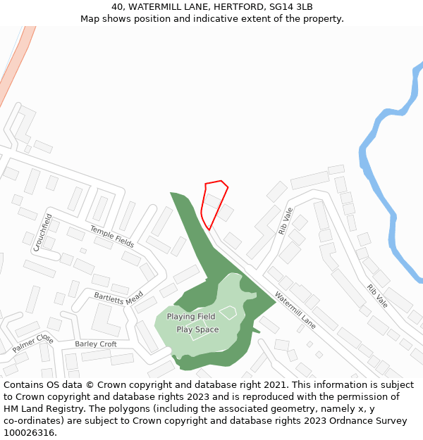 40, WATERMILL LANE, HERTFORD, SG14 3LB: Location map and indicative extent of plot