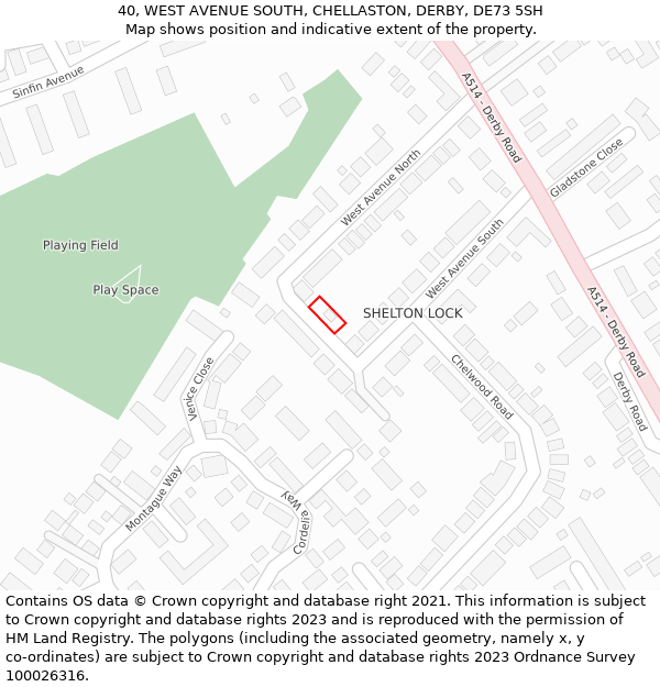 40, WEST AVENUE SOUTH, CHELLASTON, DERBY, DE73 5SH: Location map and indicative extent of plot