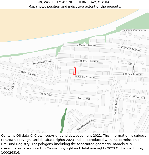 40, WOLSELEY AVENUE, HERNE BAY, CT6 8AL: Location map and indicative extent of plot