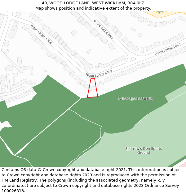 40, WOOD LODGE LANE, WEST WICKHAM, BR4 9LZ: Location map and indicative extent of plot