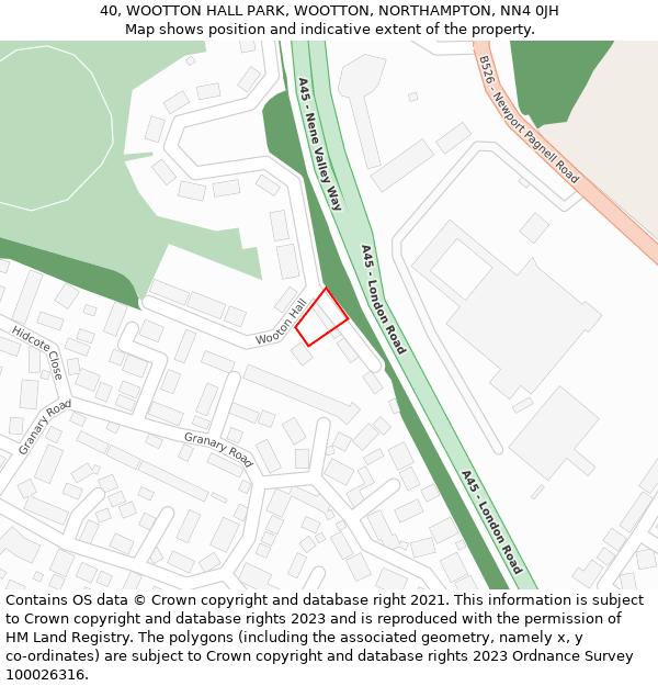 40, WOOTTON HALL PARK, WOOTTON, NORTHAMPTON, NN4 0JH: Location map and indicative extent of plot