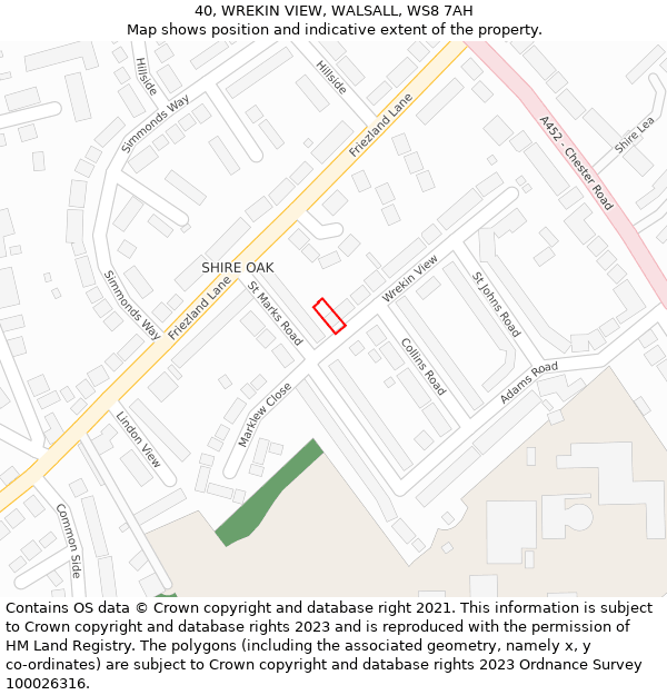 40, WREKIN VIEW, WALSALL, WS8 7AH: Location map and indicative extent of plot