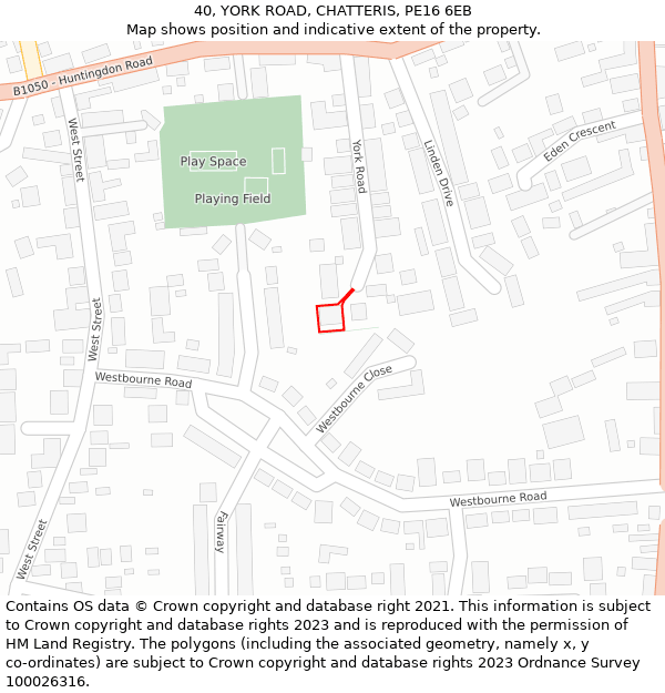 40, YORK ROAD, CHATTERIS, PE16 6EB: Location map and indicative extent of plot