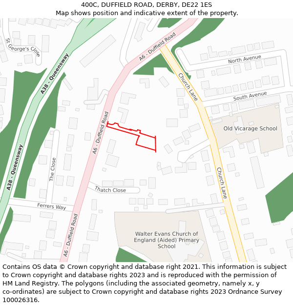 400C, DUFFIELD ROAD, DERBY, DE22 1ES: Location map and indicative extent of plot