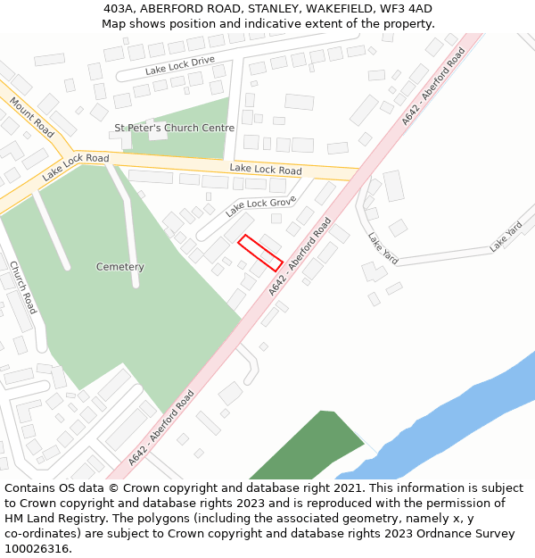 403A, ABERFORD ROAD, STANLEY, WAKEFIELD, WF3 4AD: Location map and indicative extent of plot