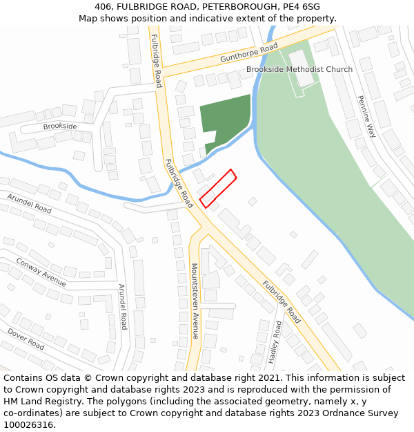 406, FULBRIDGE ROAD, PETERBOROUGH, PE4 6SG: Location map and indicative extent of plot