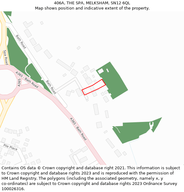 406A, THE SPA, MELKSHAM, SN12 6QL: Location map and indicative extent of plot