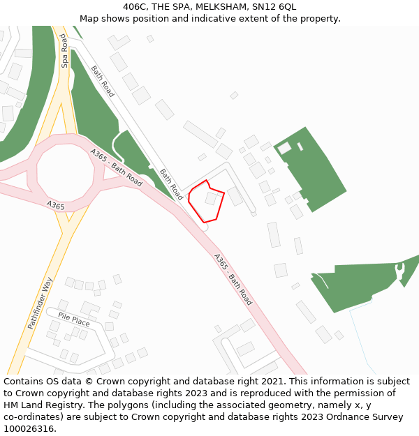 406C, THE SPA, MELKSHAM, SN12 6QL: Location map and indicative extent of plot