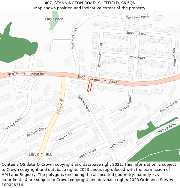 407, STANNINGTON ROAD, SHEFFIELD, S6 5QN: Location map and indicative extent of plot