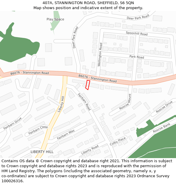 407A, STANNINGTON ROAD, SHEFFIELD, S6 5QN: Location map and indicative extent of plot