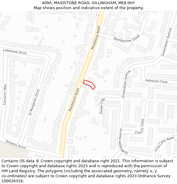 409A, MAIDSTONE ROAD, GILLINGHAM, ME8 0HY: Location map and indicative extent of plot