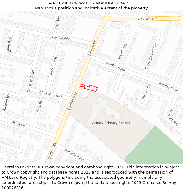 40A, CARLTON WAY, CAMBRIDGE, CB4 2DE: Location map and indicative extent of plot