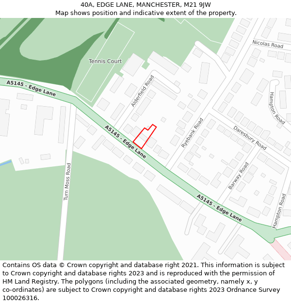 40A, EDGE LANE, MANCHESTER, M21 9JW: Location map and indicative extent of plot