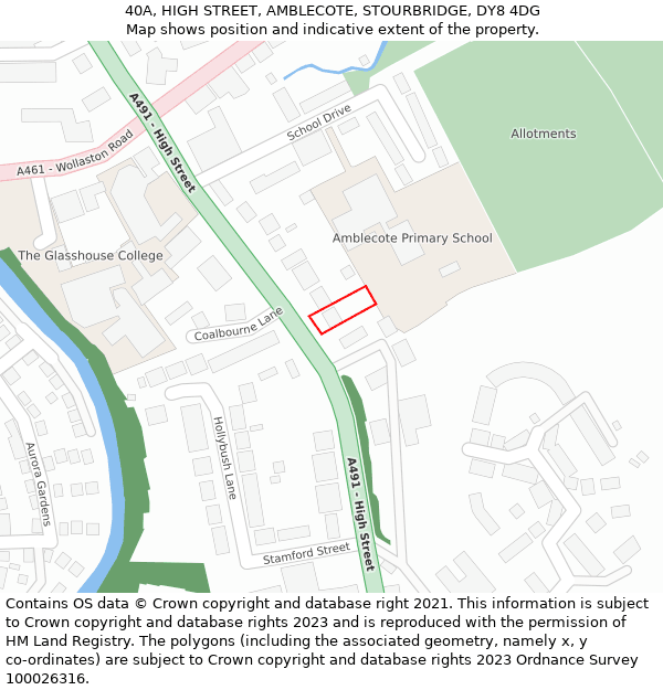 40A, HIGH STREET, AMBLECOTE, STOURBRIDGE, DY8 4DG: Location map and indicative extent of plot