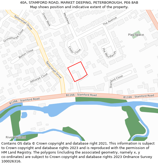 40A, STAMFORD ROAD, MARKET DEEPING, PETERBOROUGH, PE6 8AB: Location map and indicative extent of plot