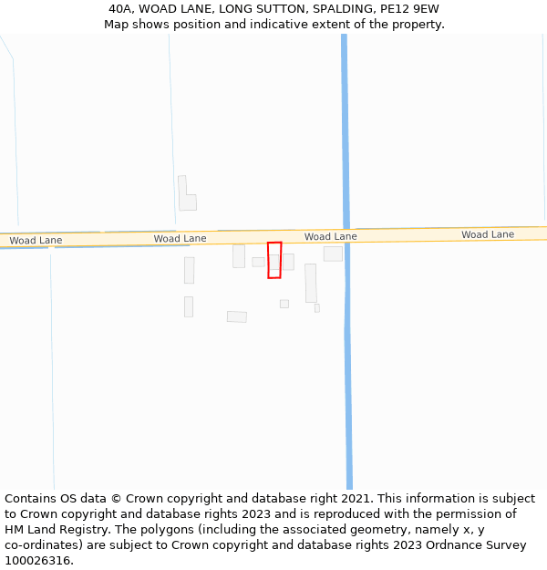 40A, WOAD LANE, LONG SUTTON, SPALDING, PE12 9EW: Location map and indicative extent of plot