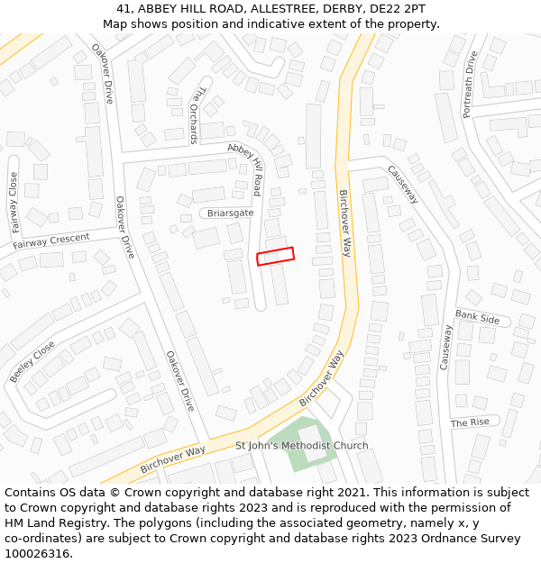 41, ABBEY HILL ROAD, ALLESTREE, DERBY, DE22 2PT: Location map and indicative extent of plot