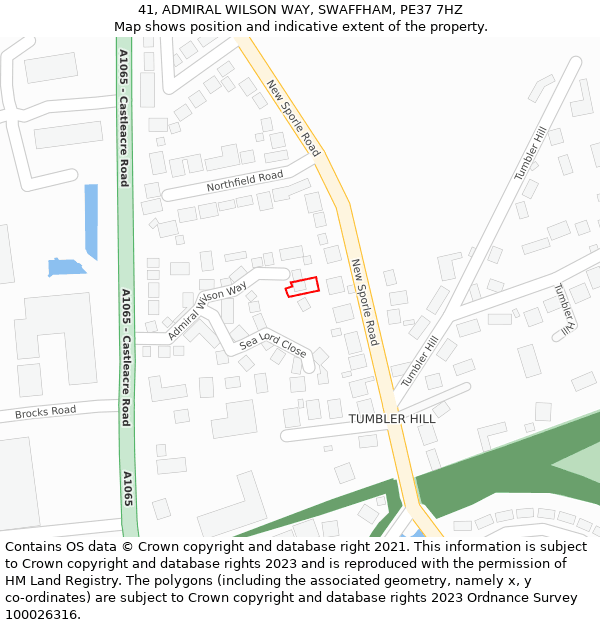 41, ADMIRAL WILSON WAY, SWAFFHAM, PE37 7HZ: Location map and indicative extent of plot