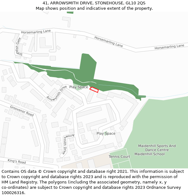 41, ARROWSMITH DRIVE, STONEHOUSE, GL10 2QS: Location map and indicative extent of plot