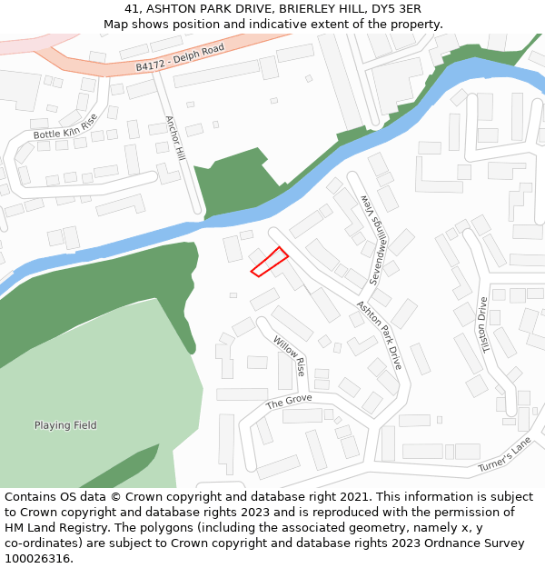 41, ASHTON PARK DRIVE, BRIERLEY HILL, DY5 3ER: Location map and indicative extent of plot