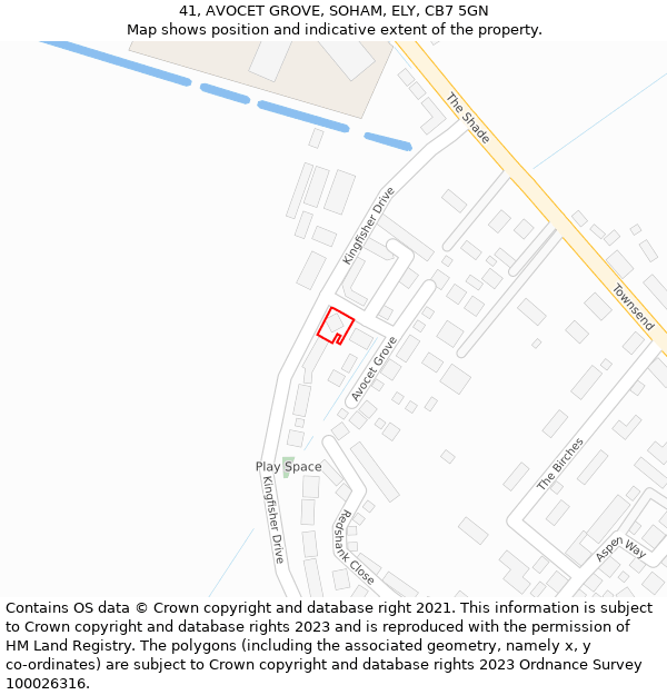 41, AVOCET GROVE, SOHAM, ELY, CB7 5GN: Location map and indicative extent of plot