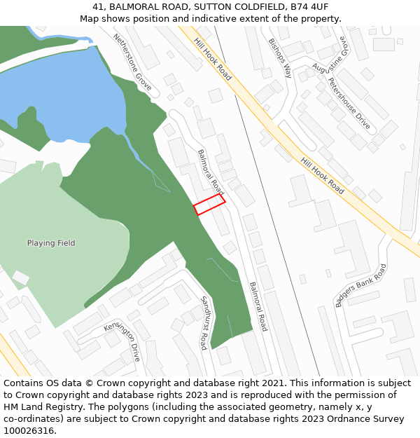 41, BALMORAL ROAD, SUTTON COLDFIELD, B74 4UF: Location map and indicative extent of plot