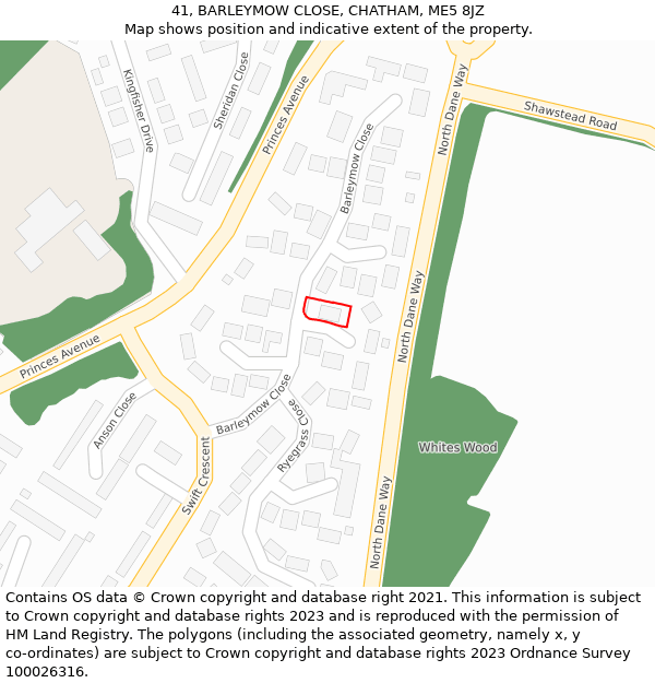 41, BARLEYMOW CLOSE, CHATHAM, ME5 8JZ: Location map and indicative extent of plot