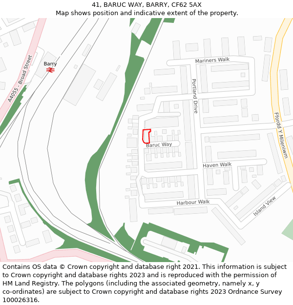 41, BARUC WAY, BARRY, CF62 5AX: Location map and indicative extent of plot