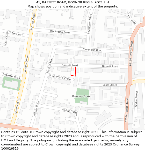 41, BASSETT ROAD, BOGNOR REGIS, PO21 2JH: Location map and indicative extent of plot