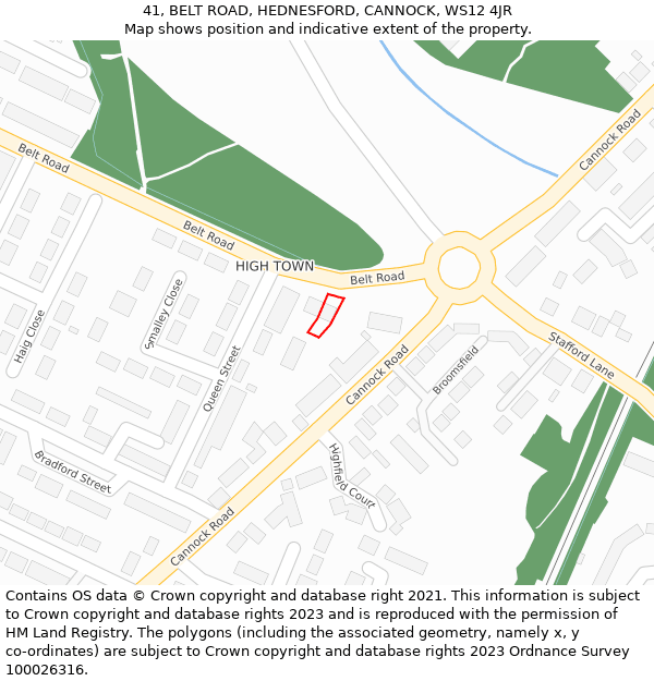41, BELT ROAD, HEDNESFORD, CANNOCK, WS12 4JR: Location map and indicative extent of plot
