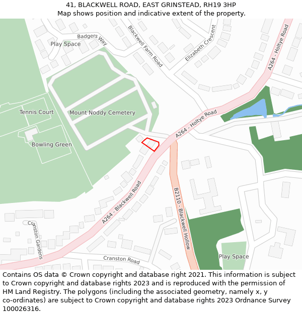 41, BLACKWELL ROAD, EAST GRINSTEAD, RH19 3HP: Location map and indicative extent of plot