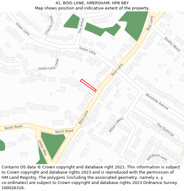 41, BOIS LANE, AMERSHAM, HP6 6BY: Location map and indicative extent of plot