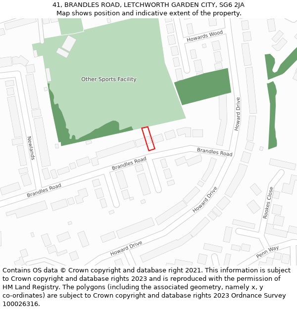 41, BRANDLES ROAD, LETCHWORTH GARDEN CITY, SG6 2JA: Location map and indicative extent of plot