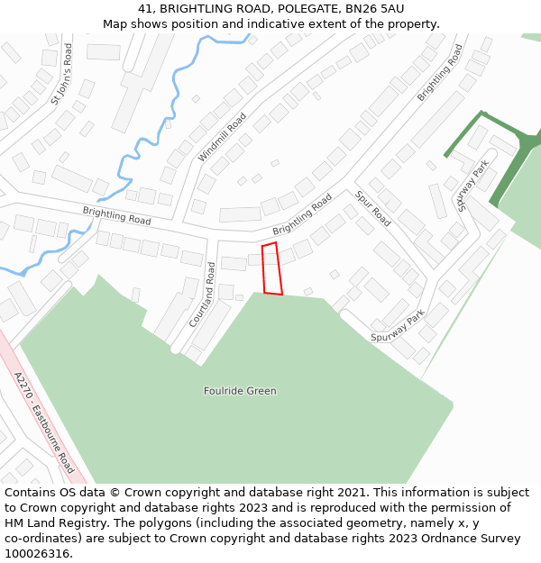 41, BRIGHTLING ROAD, POLEGATE, BN26 5AU: Location map and indicative extent of plot