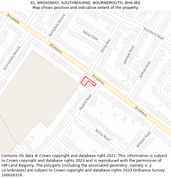 41, BROADWAY, SOUTHBOURNE, BOURNEMOUTH, BH6 4EE: Location map and indicative extent of plot