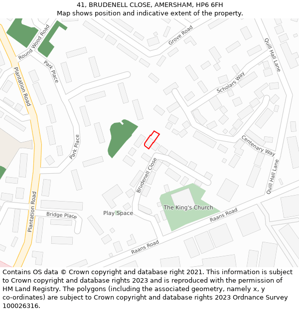 41, BRUDENELL CLOSE, AMERSHAM, HP6 6FH: Location map and indicative extent of plot